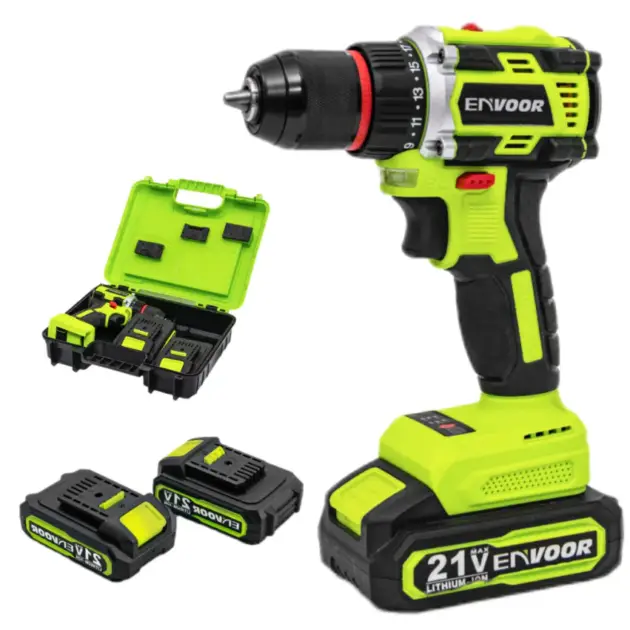 Taladro Inalámbrico 21v + 2 Baterías 2.0a.h + Cargador