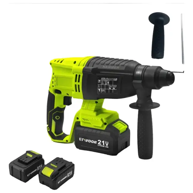 Rotomartillo Percutor Inalámbrico + 2 Baterías 4a + Cargador Verde 50hz 60hz