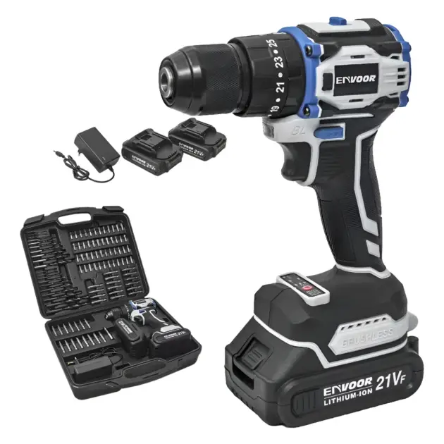 Taladro Inalámbrico 21v + 2 Baterías + Cargador + 100 Acces. 50hz